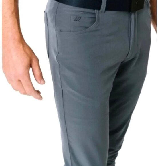 NEW! ZYIA Active Men's Light Gray Office Chino 33" Pants Size L Large Pockets - Picture 2 of 12